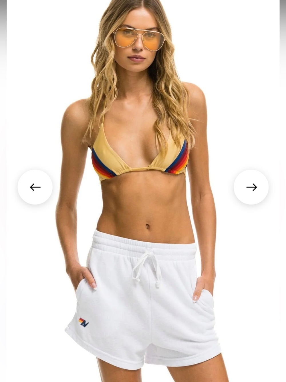 Aviator Nation Women’s LOGO EMBROIDERED LIGHT WEIGHT LOUNGER SHORT WHITE Sz Med